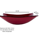 Kit Cuba Quadrada Vinho + Torneira Cascata Metal Dourada + Vá