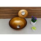 Kit Cuba Redonda 35 Cm Torneira Cascata Válvula Click Bronze