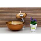 Kit Cuba Redonda 35 Cm Torneira Cascata Válvula Click Bronze