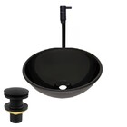 Kit Cuba Vidro 29cm Preta+torneira Alta Preta+valvula 1 1/4