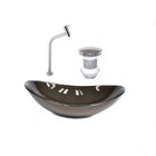 Kit Cuba Vidro Oval 47cm Torneira E Válvula Marrom