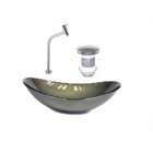 Kit Cuba Vidro Oval 47cm Torneira E Válvula Ouro Envelhecido