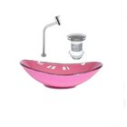 Kit Cuba Vidro Oval 55cm Torneira E Válvula Rosa