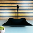 Kit Cuba Vidro Quadrada 30cm + Torneira + Valvula Preto Fosco