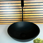 Kit Cuba Vidro Redonda 30cm + Torneira + Valvula Preto Fosco