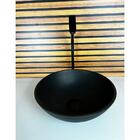 Kit Cuba Vidro Redonda 30cm + Torneira + Valvula Preto Fosco