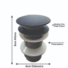 Kit Cuba Vidro Redonda 30cm + Torneira + Valvula Preto Fosco