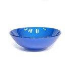 Kit Cuba Vidro Redonda 31cm Torneira E Válvula Azul Escuro