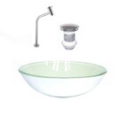 Kit Cuba Vidro Redonda 31cm Torneira E Válvula Branco