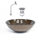 Kit Cuba Vidro Redonda 31cm Torneira E Válvula Marrom