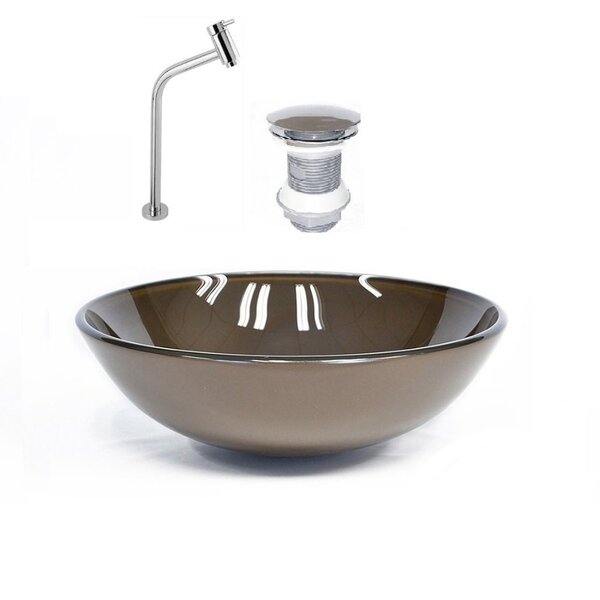 Kit Cuba Vidro Redonda 31cm Torneira E Válvula Marrom