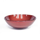 Kit Cuba Vidro Redonda 31cm Torneira E Válvula Vermelho Cereja