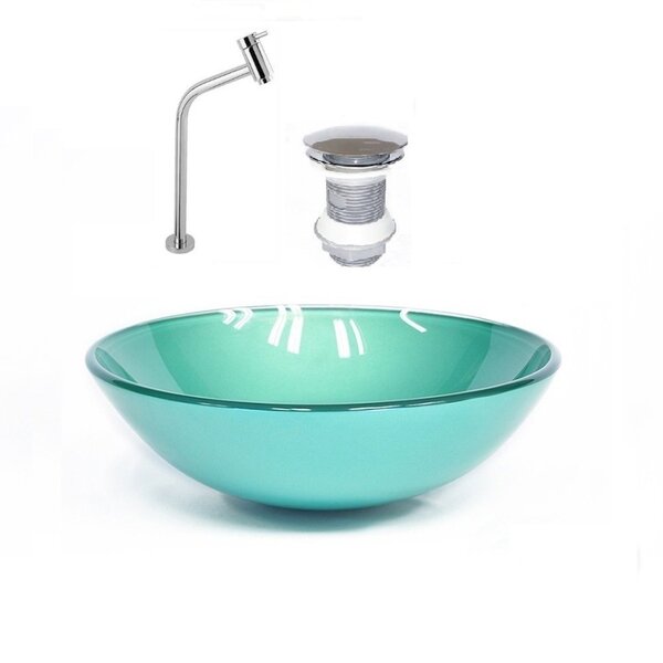 Kit Cuba Vidro Redonda 42cm Torneira E Válvula Verde