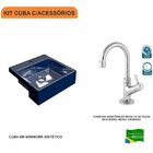 Kit Cuba Xq355 Torneira 1198 Metal 1/4 Volta Compace Azul Esc