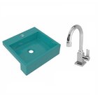 Kit Cuba Xq395 Torneira Luxo 1195 Metal 1/4 Volta Compace Azu