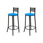 Kit De 02 Banquetas Altas Com Encosto 86 Cm Preto - Marcheli