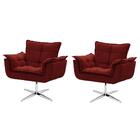 Kit De 2 Cadeiras Decorativa Opala Vermelho Bordô Giratória
