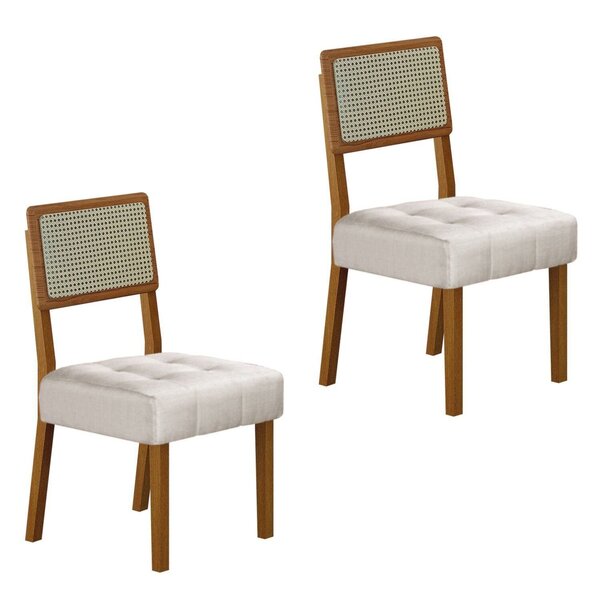 Kit De 2 Cadeiras Para Sala De Jantar Pés Em Madeira Maciça L