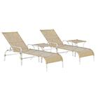 Kit De 2 Espreguiçadeira Em Aluminio E Fibra Catar Com 2 Mesa