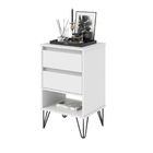 Kit De 2 Mesas De Cabeceira Jasmin Pés Em Ferro Branco