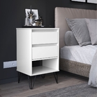 Kit De 2 Mesas De Cabeceira Jasmin Pés Em Ferro Branco