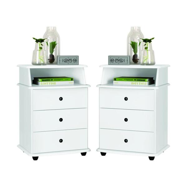 Kit De 2 Mesas De Cabeceira Lux Branco