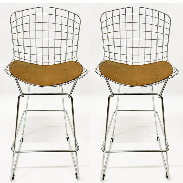 Kit De 2 Peças Banqueta Média Para Cozinha Modelo Bertoia Cro