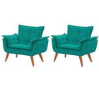 Kit De 2 Poltronas Decorativas Opala Azul Turquesa