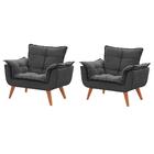 Kit De 2 Poltronas Decorativas Opala Cinza Escuro