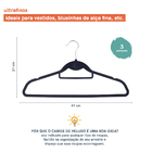 Kit De 3 Cabides Toque De Veludo Com Gancho Frontal - Oikos P