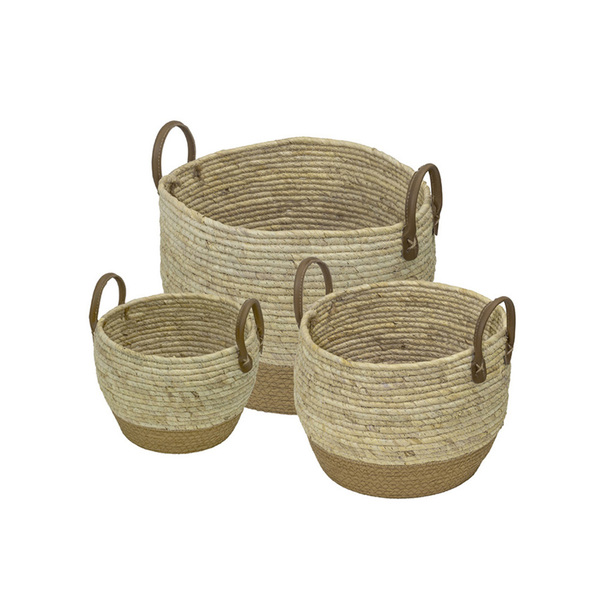 Kit De 3 Cestos Goa Fibra Natural - Natural