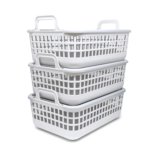 Kit De 3 Cestos Organizadores Empilháveis De 9l Cinza U