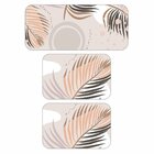 Kit De 3 Tapetes Para Cozinha Emborrachados Bege Folha Tropic