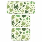 Kit De 3 Tapetes Para Cozinha Emborrachados Chaleira Verde