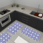 Kit De 3 Tapetes Para Cozinha Emborrachados Estampa Azulejo P