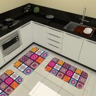 Kit De 3 Tapetes Para Cozinha Emborrachados Mandalas Coloridas