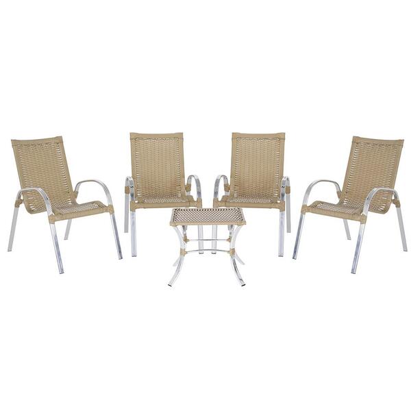 Kit De 4 Cadeiras Colombia 1 Mesa Baixa Colombia Para Área Ex