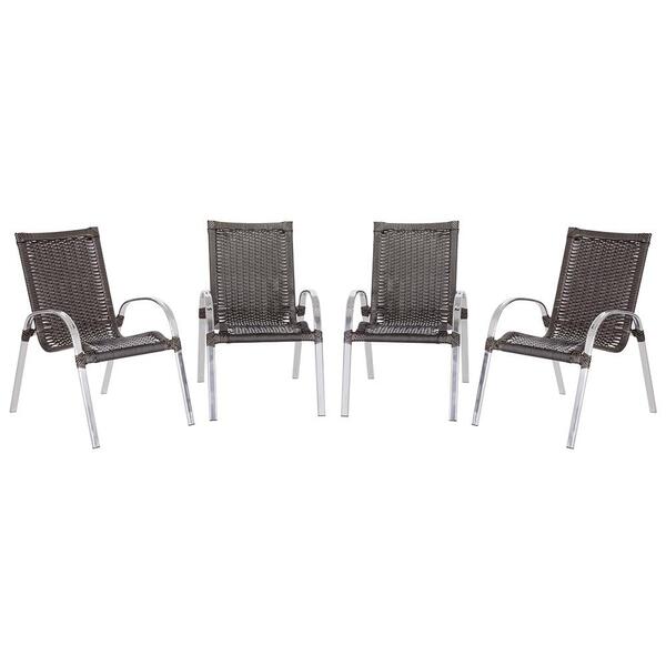 Kit De 4 Cadeiras Colombia Para Área Externa, Edícula Em Alum