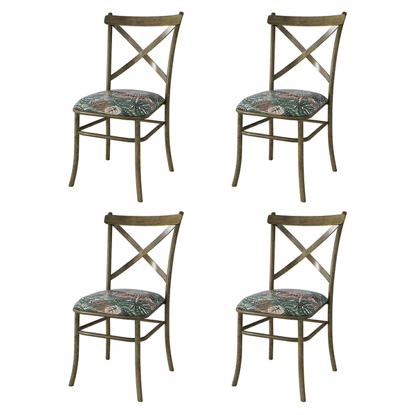 Kit De 4 Cadeiras De Jantar New Katrina Cairo Floral Costela