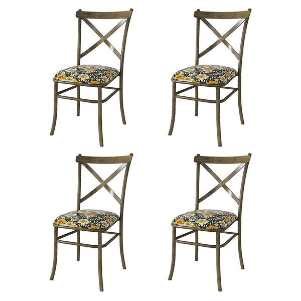 Kit De 4 Cadeiras De Jantar New Katrina Marrocos Floral Hibis