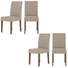 Kit De 4 Cadeiras Jade Com Tecido Em Suede Bordado