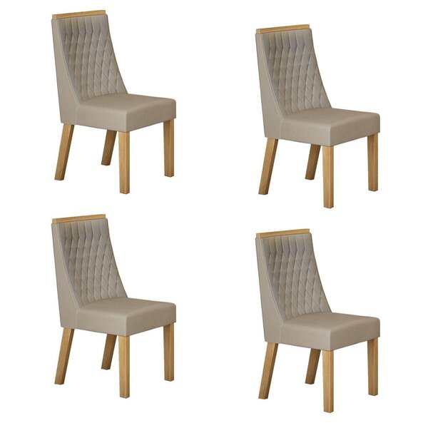 Kit De 4 Cadeiras Para Sala De Jantar Luna Cinamomo/bege