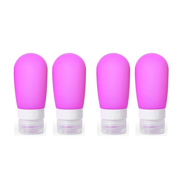 Kit De 4 Frascos De Silicone Para Viagem - Lilás
