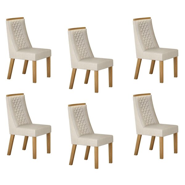 Kit De 6 Cadeiras Para Sala De Jantar Dora Palha