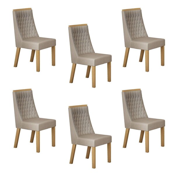 Kit De 6 Cadeiras Para Sala De Jantar Luna Cinamomo/areia