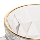 Kit De 6 Taças E Jarra Diamond Transparente Fio De Ouro - Lyo