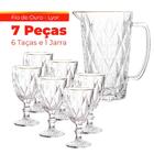 Kit De 6 Taças E Jarra Diamond Transparente Fio De Ouro - Lyo