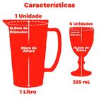 Kit De 6 Taças E Jarra Diamond Transparente Fio De Ouro - Lyo