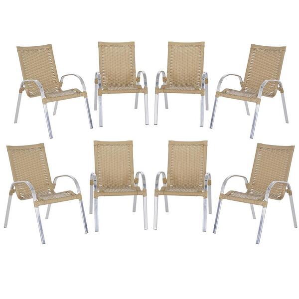 Kit De 8 Cadeiras Colombia Para Área Externa, Edícula Em Alum