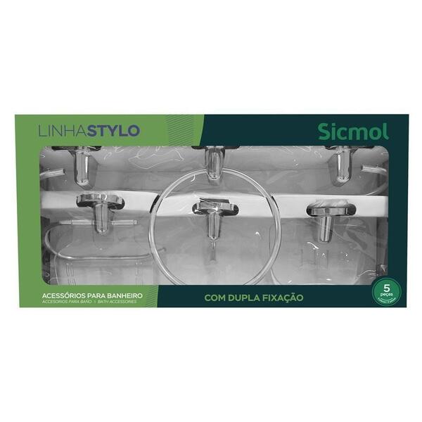 Kit De Acessório Para Parede 5 Peças Stylo Cromado